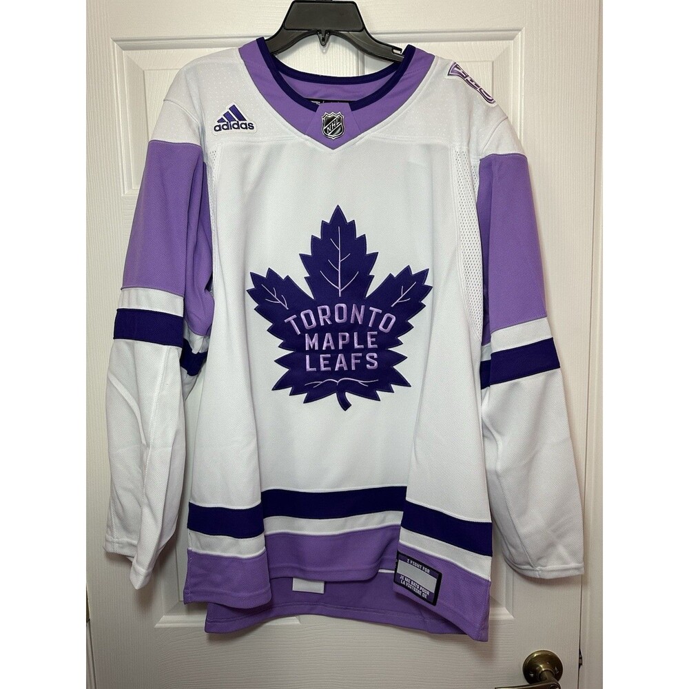 Size 54 Adidas Toronto Maple Leafs Hockey Fights Cancer Jersey NHL Primegreen